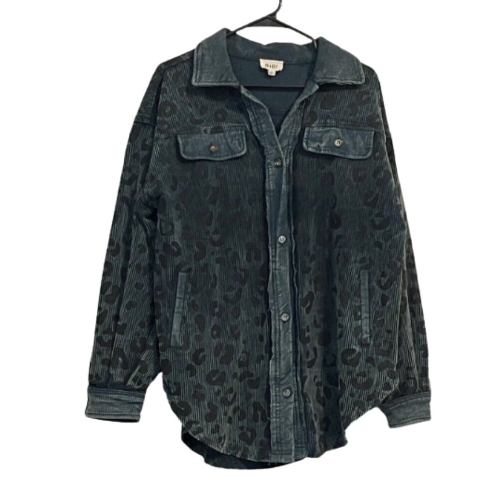 BiBi Washed Button Up Shacket with Chest Pockets main image 1